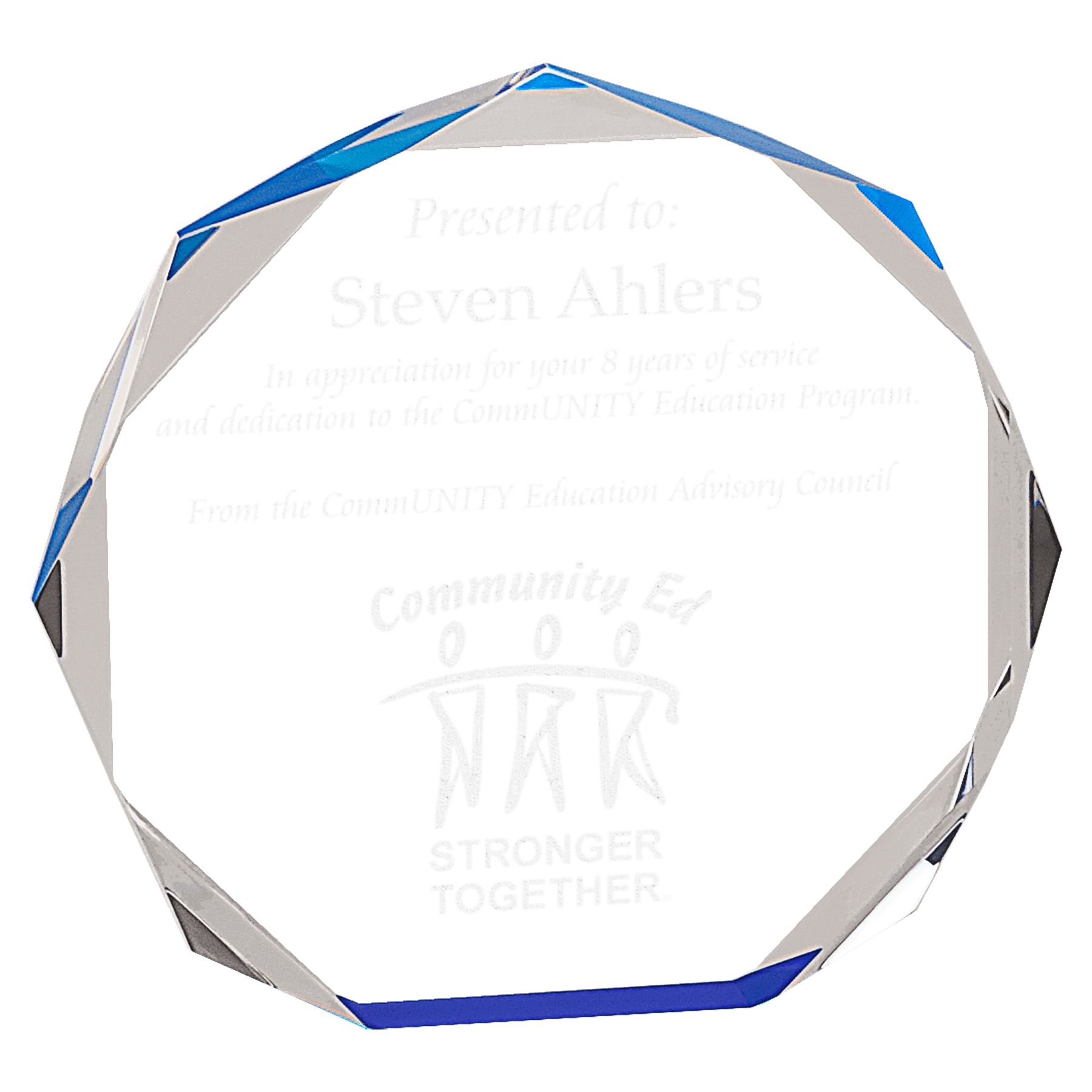 6" Blue Octagon Acrylic Award
