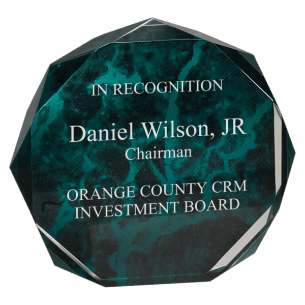 6" Green Marble Octagon Acrylic Award