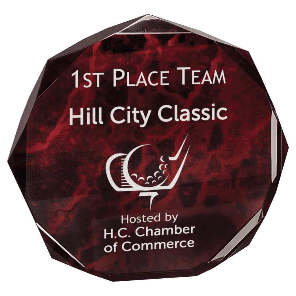 6" Red Marble Octagon Acrylic Award
