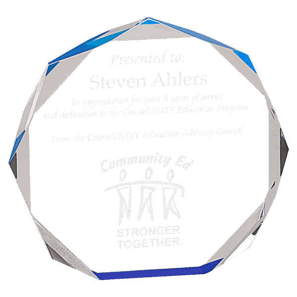 7" Blue Octagon Acrylic Award