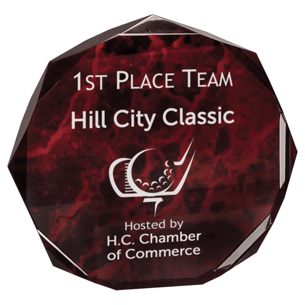 7" Red Marble Octagon Acrylic Award