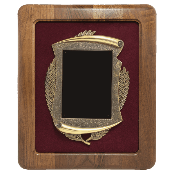 14" x 17" American Walnut Frame w/Maroon Velour Back/Bronze Finish Frame/Black Brass Plate