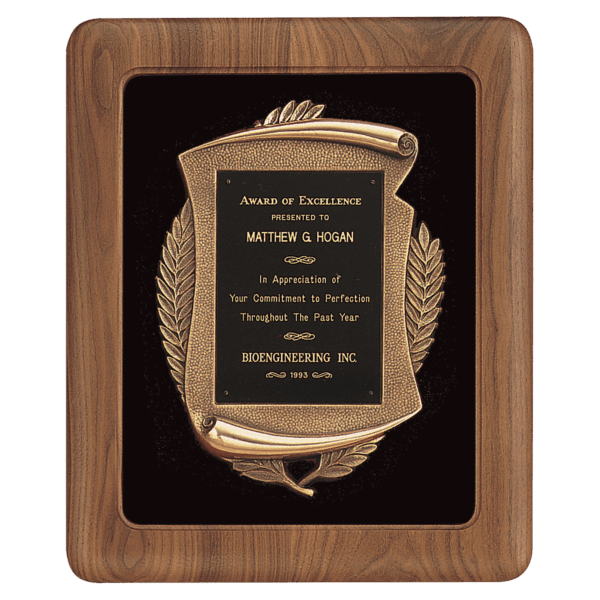 14" x 17" American Walnut Frame w/Black Velour Back/Bronze Finish Frame/Black Brass Plate