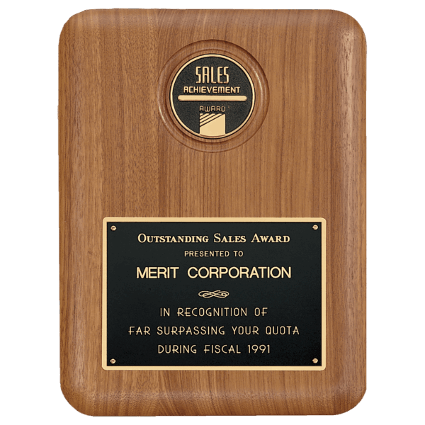 9" x 12" American Walnut CAM Plaque with Black Brass Plate (Medallion Sold Separately)