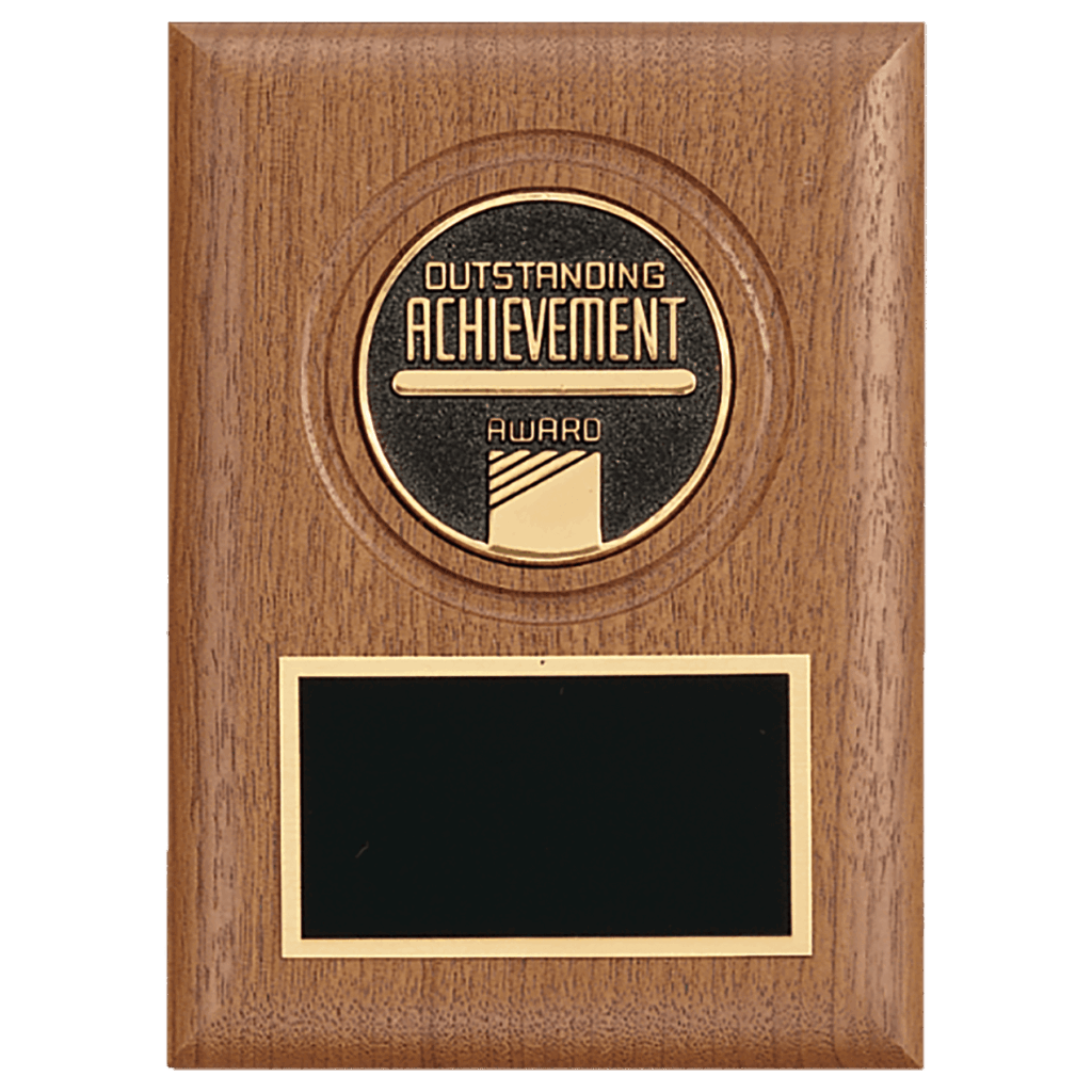 5" x 7" American Walnut CAM Plaque with Black Brass Plate (Medallion Sold Separately)
