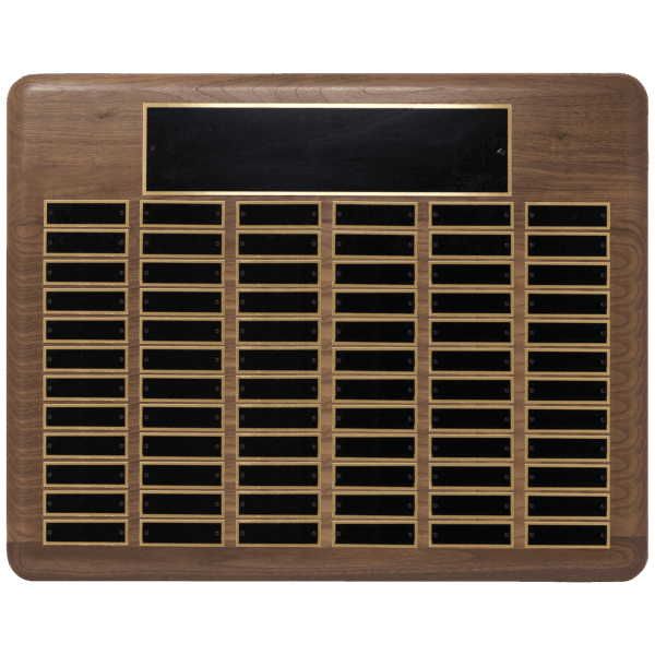 22" x 30"/Plates 7/8" x 2 3/4" American Walnut 80 Plate Perpetual Plaque with Black Brass Plated Steel Plates