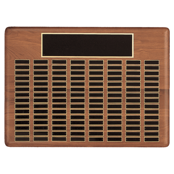 22" x 30"/Plates 7/8" x 2 3/4" American Walnut 120 Plate Perpetual Plaque with Black Brass Plated Steel