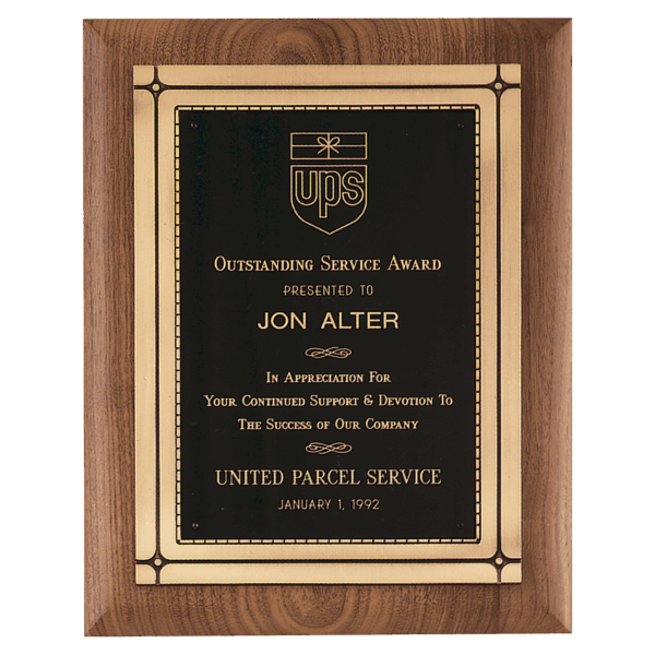 11" x 14" American Walnut Plaque with Antique Bronze Casting & High Quality Phoenix Frame Casting