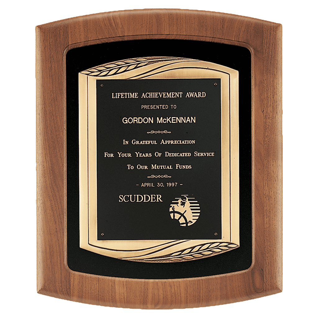 14" x 17" American Walnut Frame with Black Velour Background and Back Laser Engravable Plate in an Antique Bronze Finished Frame Casting