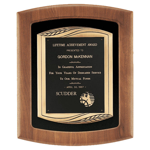 14" x 17" American Walnut Frame with Black Velour Background and Back Laser Engravable Plate in an Antique Bronze Finished Frame Casting