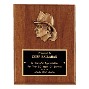 7" x 9" American Walnut Plaque with Firefighter Relief and Black Brass Plate