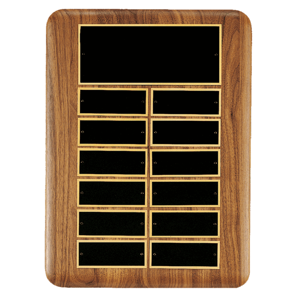 11" x 15"/Plates 1 1/2" x 3 3/4" American Walnut 12 Plate Perpetual Plaque with Black Brass Header Plate