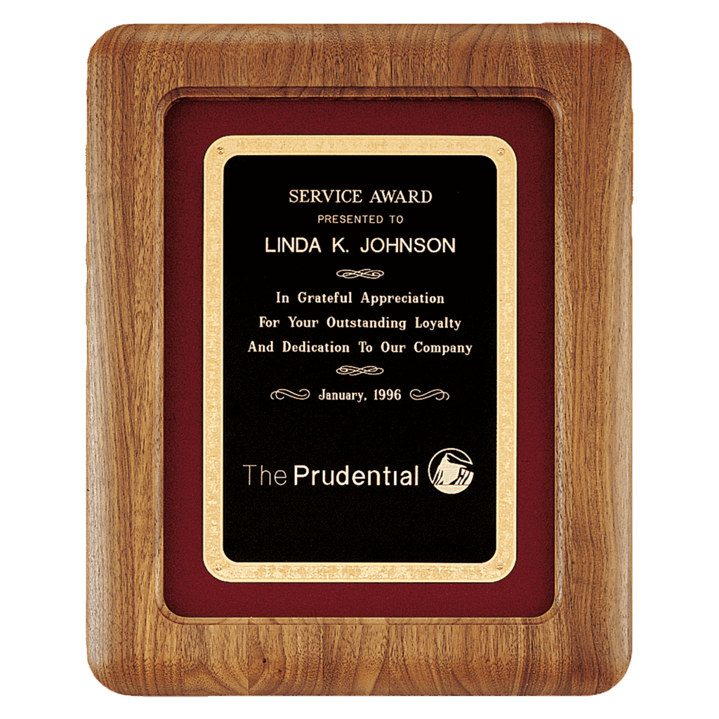 12" x 15" American Walnut Airflyte Frame w/Maroon Velour & Black Florentine LaserFX Plate