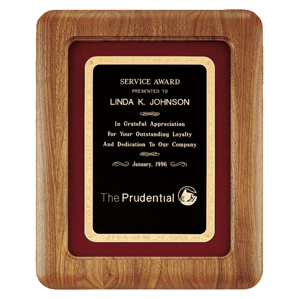 12" x 15" American Walnut Airflyte Frame w/Maroon Velour & Black Florentine LaserFX Plate