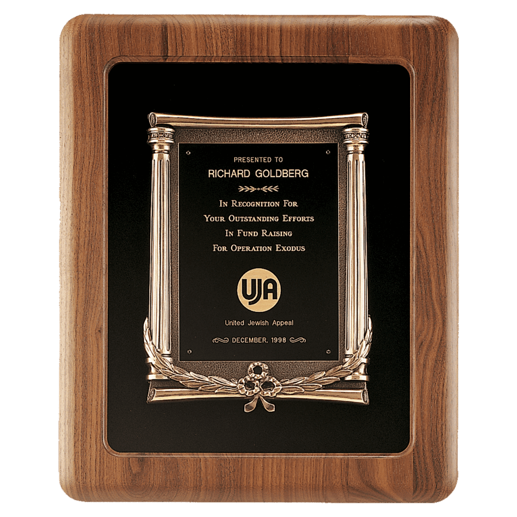 14" x 17" American Walnut Frame w/Black Back/Antique Bronze Cast Frame/Black Brass Plate