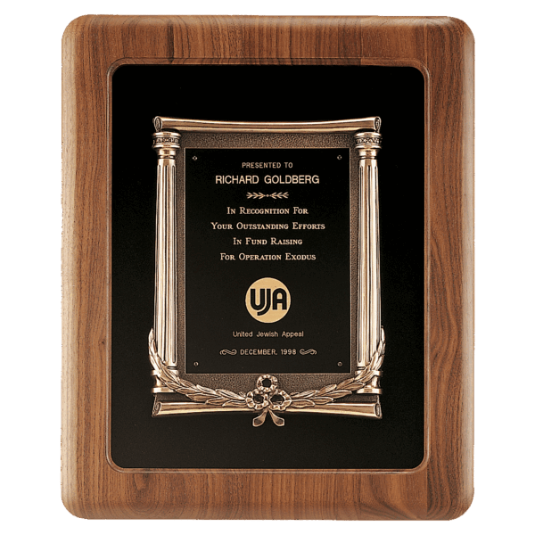 14" x 17" American Walnut Frame w/Black Back/Antique Bronze Cast Frame/Black Brass Plate