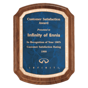 9" x 12" Coventry Series American Walnut Plaque with Gold Border Sapphire LaserFX Plateteel Plate