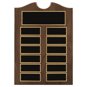11" x 15"/Plates 1 1/2" x 3 3/4" American Walnut 12 Plate Perpetual Plaque with Black Brass Plates