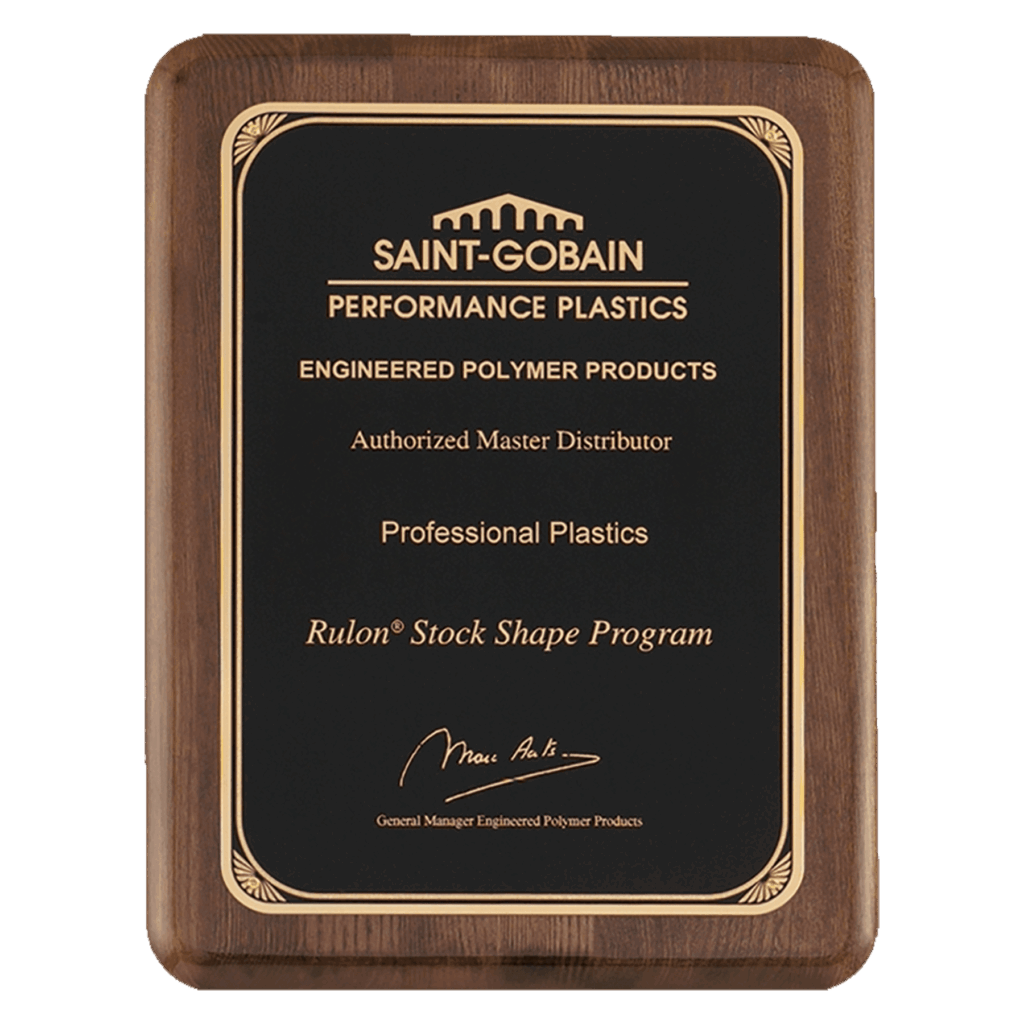 7" x 9" Airflyte Premium Walnut Piano Finish Plaque with Gold Florentine Border LaserFX Plate