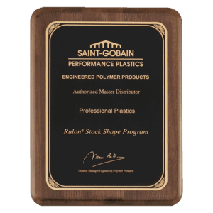 7" x 9" Airflyte Premium Walnut Piano Finish Plaque with Gold Florentine Border LaserFX Plate
