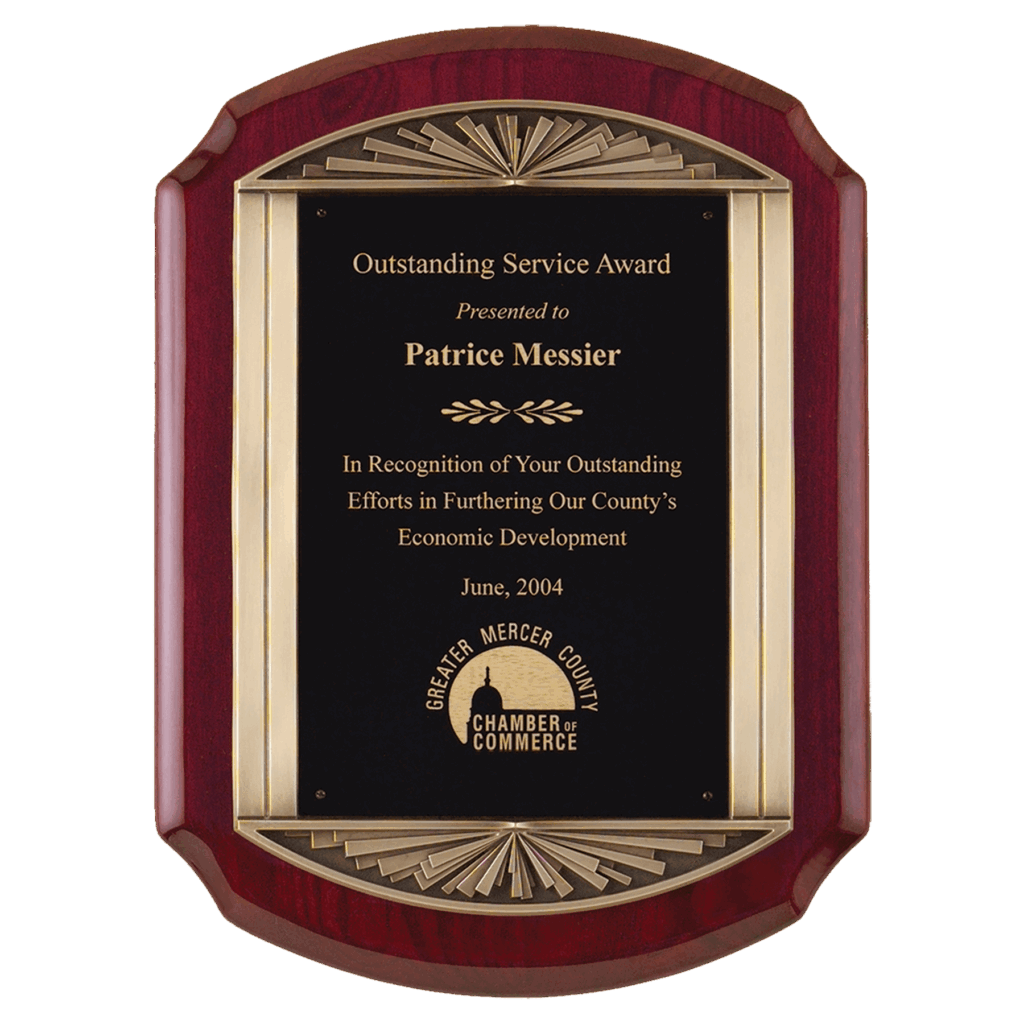 11" x 15" Piano Finish Plaque with Antique Bronze Finish Frame Casting with Black LaserFX Engraving Plate