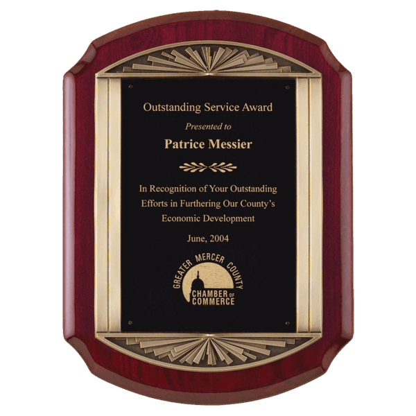 11" x 15" Piano Finish Plaque with Antique Bronze Finish Frame Casting with Black LaserFX Engraving Plate