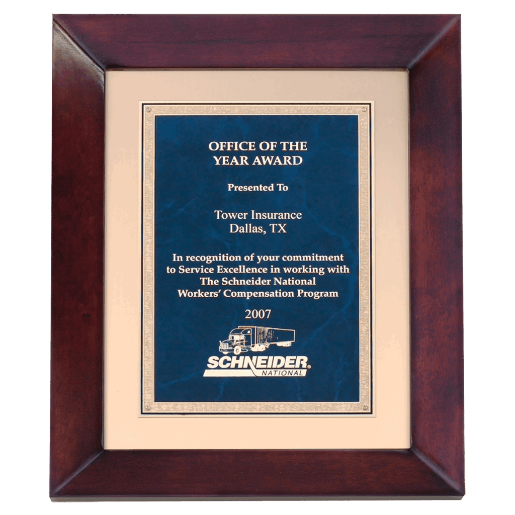 12" x 15" Airflyte Cherry Finish with Gold Metal Background and Sapphire Marble and Gold Florentine Border LaserFX Plate