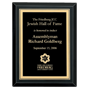 8" x 10" Airflyte Premium Black Mirror Glass Plaque with Gold Florentine Border LaserFX Plate