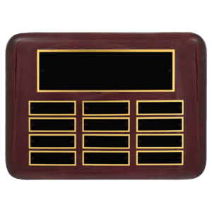 9" x 12"/Plates 7/8" x 2 3/4" Rosewood Piano 12 Plate Perpetual Plaque with Black Brass Plates