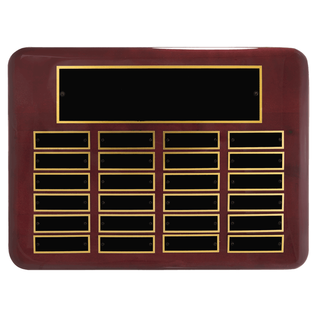 11" x 15"/Plates 7/8" x 2 3/4" Rosewood Piano Finish 24 Plate Perpetual Plaque with Black Brass Plates