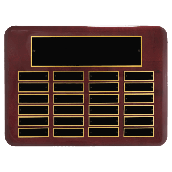 11" x 15"/Plates 7/8" x 2 3/4" Rosewood Piano Finish 24 Plate Perpetual Plaque with Black Brass Plates