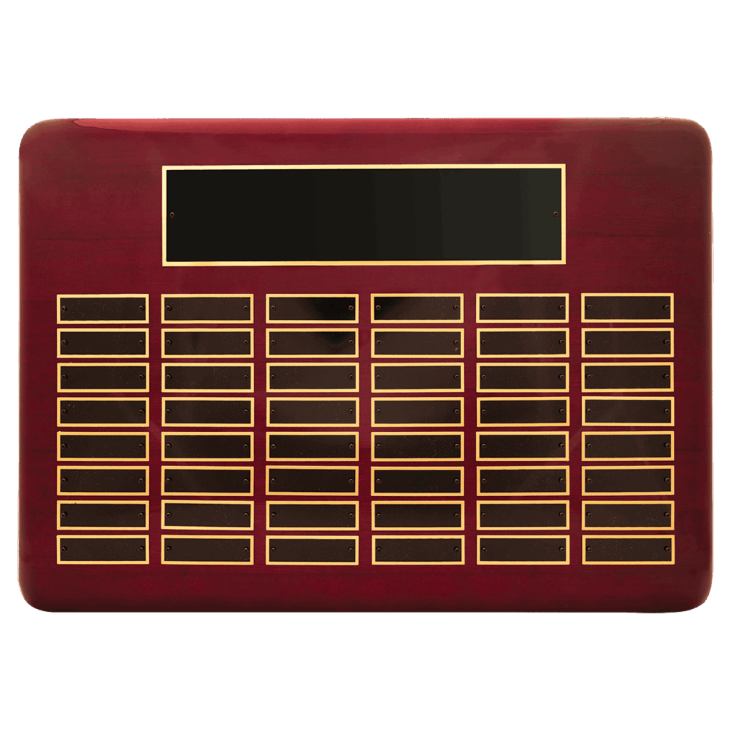 15" x 21"/Plates 7/8" x 2 3/4" Rosewood Piano Finish 48 Plate Perpetual Plaque with Black Brass Plates