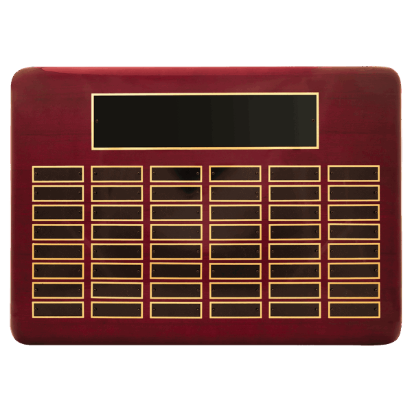 15" x 21"/Plates 7/8" x 2 3/4" Rosewood Piano Finish 48 Plate Perpetual Plaque with Black Brass Plates