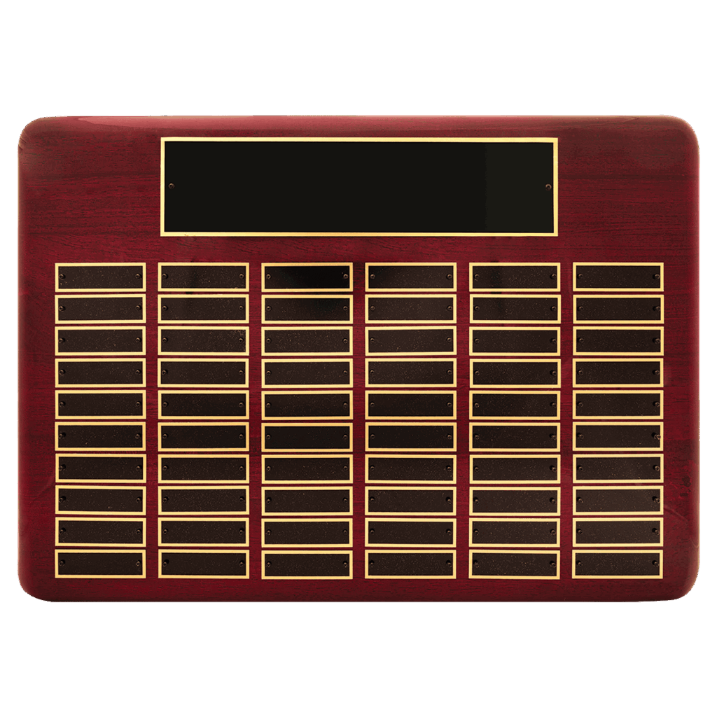 15" x 21"/Plates 7/8" x 2 3/4" Rosewood Piano Finish 60 Plate Perpetual Plaque with Black Brass Plates