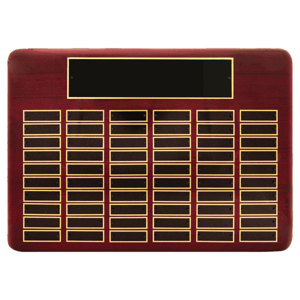 15" x 21"/Plates 7/8" x 2 3/4" Rosewood Piano Finish 60 Plate Perpetual Plaque with Black Brass Plates
