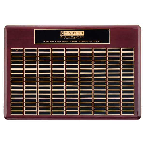 22" x 30"/Plates 7/8" x 2 3/4" Rosewood Piano Finish 120 Plate Perpetual Plaque with Black Brass Plates