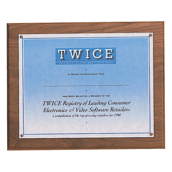 10 1/2" x 13- Holds 8 1/2" x 11" Solid Walnut Certificate Plaque with Plexiglass Cover