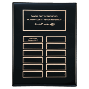 9" x 12" Airflyte Black Piano Finish 12 Plate Perpetual Plaque with Black Brass Plates