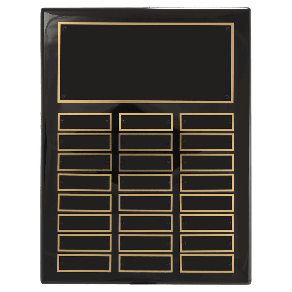 11" x 14" Airflyte Black Piano Finish 24 Plate Perpetual Plaque with Black Brass Plates