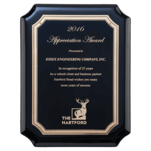 9" x 12" Black High Gloss Plaque with Black Gold Florentine Border LaserFX Plate