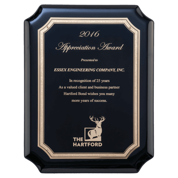 9" x 12" Black High Gloss Plaque with Black Gold Florentine Border LaserFX Plate