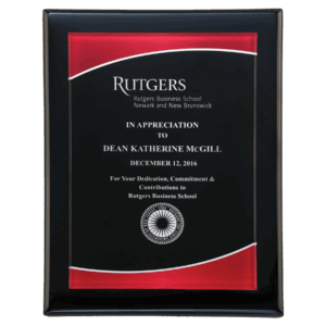 9" x 12" Airflyte Black Piano Finish Plaque with Red Border Acrylic Plate