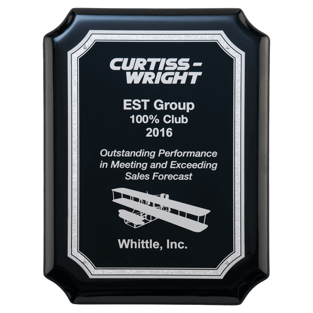 9" X 12" Black High Gloss Plaque with Black Silver Florentine Border Laserable Aluminum Plate