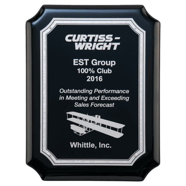 9" X 12" Black High Gloss Plaque with Black Silver Florentine Border Laserable Aluminum Plate