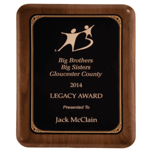 9" x 12" American Walnut Plaque with Gold Border Black LaserFX Plate