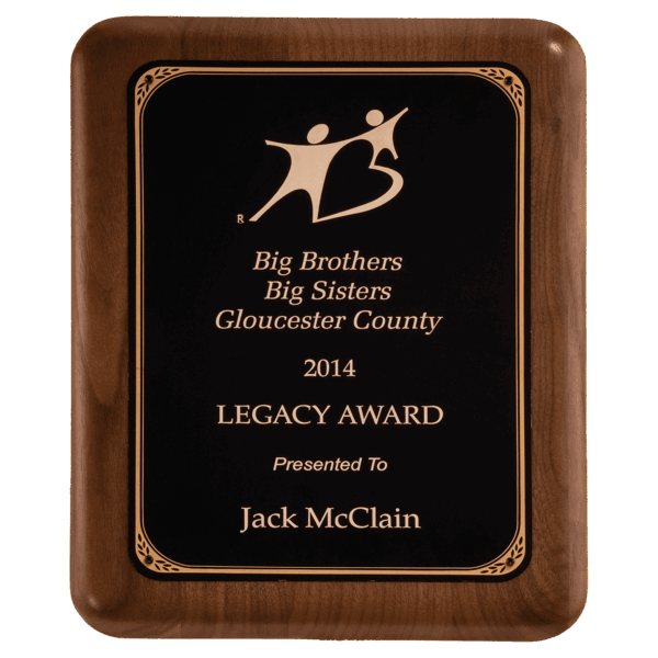 10 1/2" x 13" American Walnut Plaque with Gold Border Black LaserFX Plate
