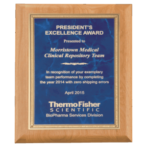 9" x 12" Natural Alder Wood Plaque with Sapphire Marble Gold Florentine Bordered LaserFX Plate