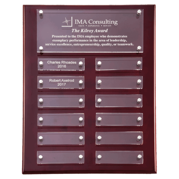 9x12 Rosewood High Gloss Plaque with Acrylic Engraving Plates