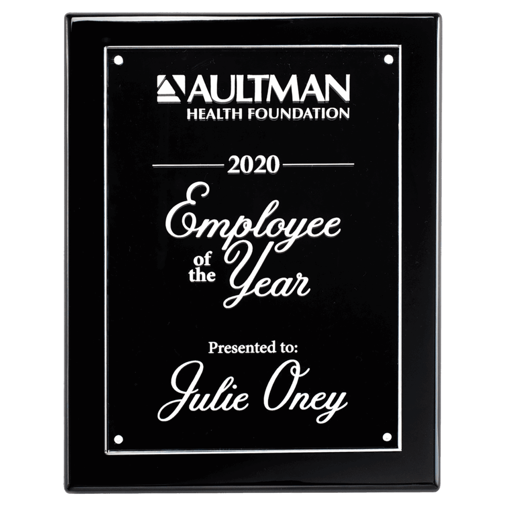 9x12 Black High Gloss Plaque with Acrylic Engraving Plate