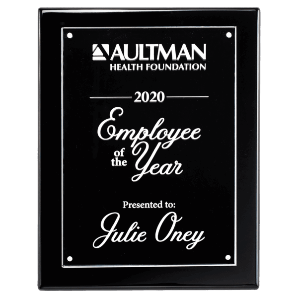 9x12 Black High Gloss Plaque with Acrylic Engraving Plate